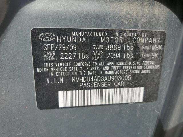 Photo 11 VIN: KMHDU4AD3AU903005 - HYUNDAI ELANTRA BL 