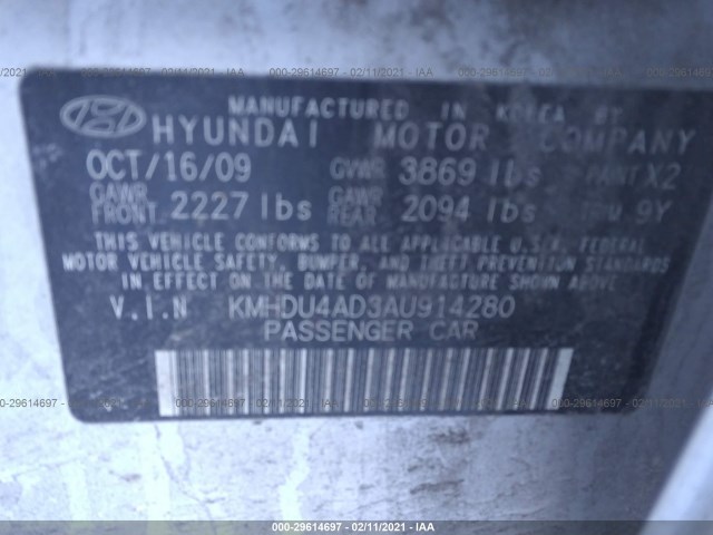 Photo 8 VIN: KMHDU4AD3AU914280 - HYUNDAI ELANTRA 