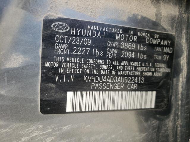 Photo 9 VIN: KMHDU4AD3AU922413 - HYUNDAI ELANTRA BL 