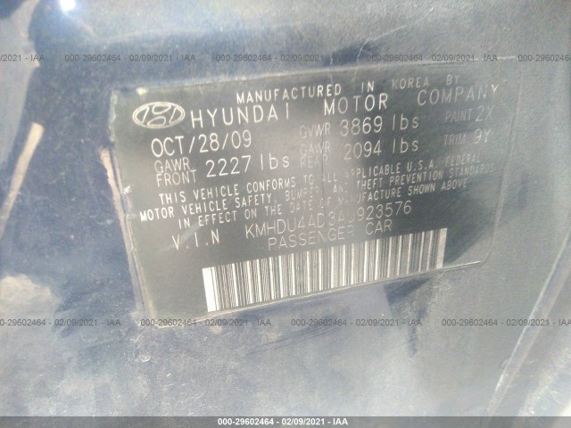 Photo 8 VIN: KMHDU4AD3AU923576 - HYUNDAI ELANTRA 