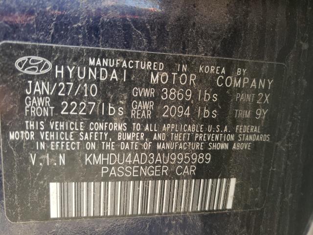 Photo 9 VIN: KMHDU4AD3AU995989 - HYUNDAI ELANTRA 