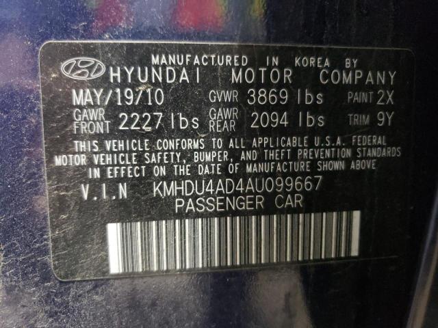 Photo 11 VIN: KMHDU4AD4AU099667 - HYUNDAI ELANTRA 