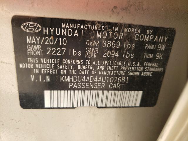 Photo 9 VIN: KMHDU4AD4AU102681 - HYUNDAI ELANTRA BL 