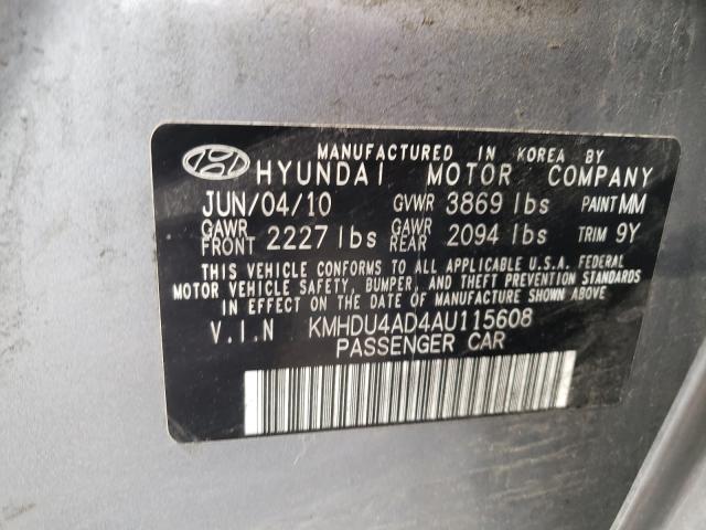 Photo 9 VIN: KMHDU4AD4AU115608 - HYUNDAI ELANTRA BL 