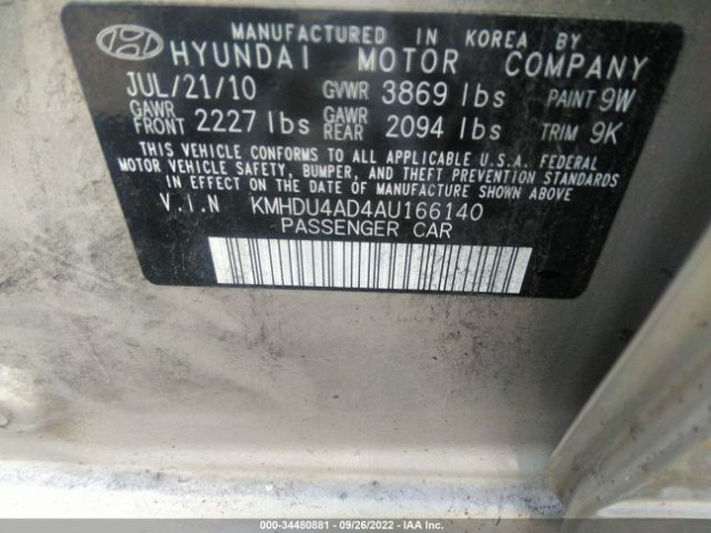 Photo 8 VIN: KMHDU4AD4AU166140 - HYUNDAI ELANTRA 