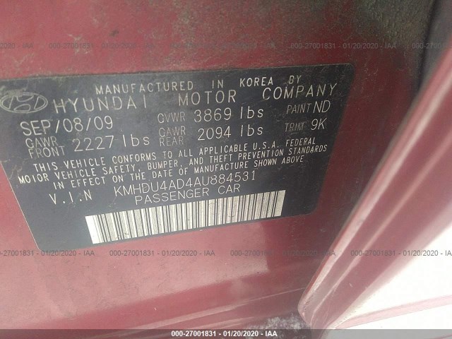 Photo 8 VIN: KMHDU4AD4AU884531 - HYUNDAI ELANTRA 