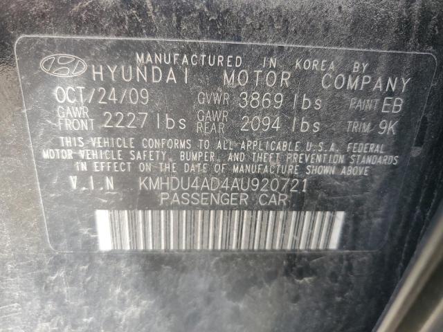 Photo 12 VIN: KMHDU4AD4AU920721 - HYUNDAI ELANTRA 