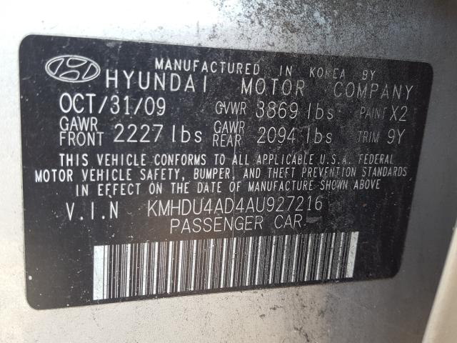 Photo 9 VIN: KMHDU4AD4AU927216 - HYUNDAI ELANTRA BL 