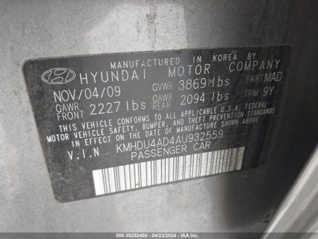 Photo 8 VIN: KMHDU4AD4AU932559 - HYUNDAI ELANTRA 