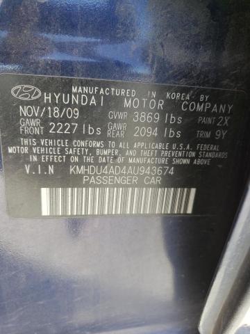 Photo 9 VIN: KMHDU4AD4AU943674 - HYUNDAI ELANTRA BL 