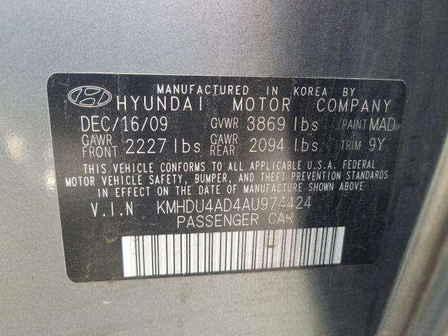 Photo 9 VIN: KMHDU4AD4AU974424 - HYUNDAI ELANTRA BL 