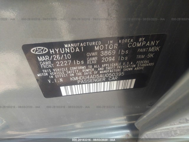 Photo 8 VIN: KMHDU4AD5AU050395 - HYUNDAI ELANTRA 