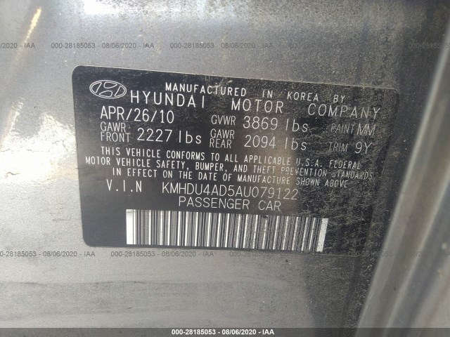 Photo 8 VIN: KMHDU4AD5AU079122 - HYUNDAI ELANTRA 