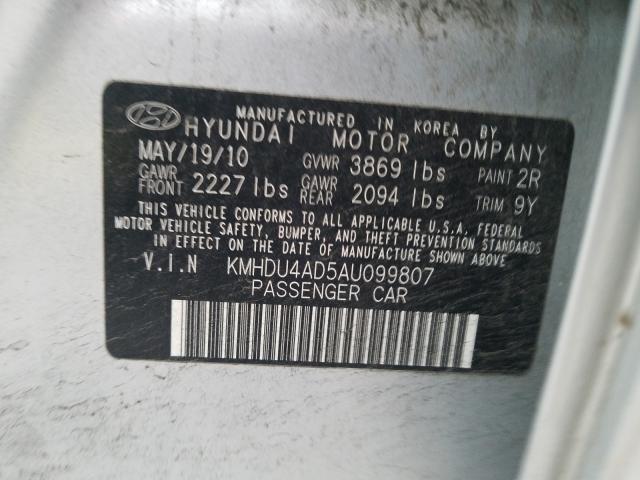 Photo 9 VIN: KMHDU4AD5AU099807 - HYUNDAI ELANTRA BL 