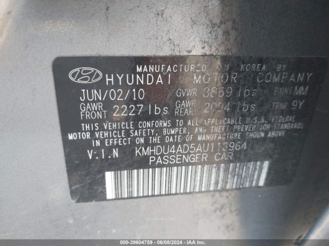 Photo 8 VIN: KMHDU4AD5AU113964 - HYUNDAI ELANTRA 