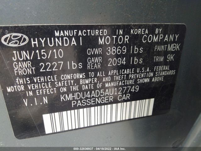 Photo 8 VIN: KMHDU4AD5AU127749 - HYUNDAI ELANTRA 