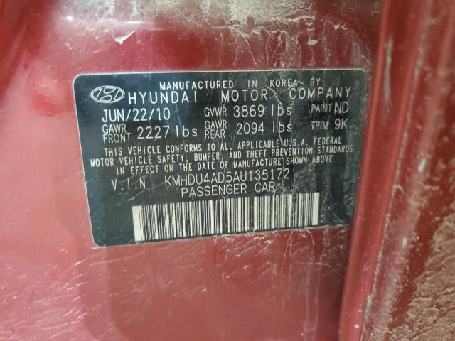 Photo 11 VIN: KMHDU4AD5AU135172 - HYUNDAI ELANTRA BL 