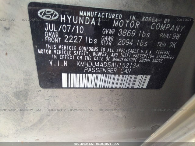 Photo 8 VIN: KMHDU4AD5AU152134 - HYUNDAI ELANTRA 