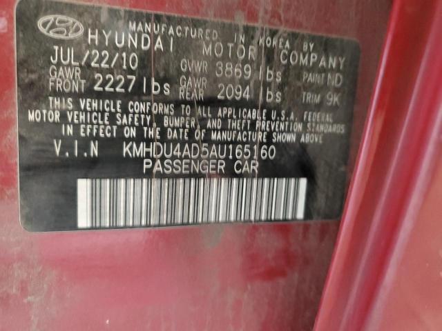 Photo 12 VIN: KMHDU4AD5AU165160 - HYUNDAI ELANTRA 