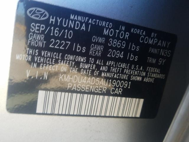 Photo 9 VIN: KMHDU4AD5AU190091 - HYUNDAI ELANTRA 