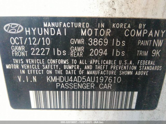 Photo 8 VIN: KMHDU4AD5AU197610 - HYUNDAI ELANTRA 