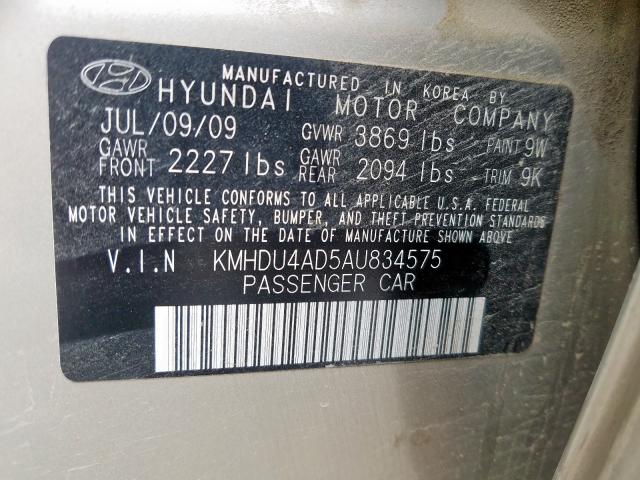 Photo 9 VIN: KMHDU4AD5AU834575 - HYUNDAI ELANTRA BL 