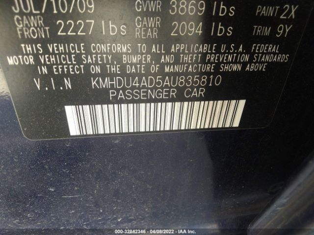 Photo 8 VIN: KMHDU4AD5AU835810 - HYUNDAI ELANTRA 