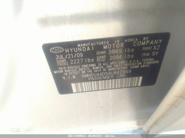 Photo 8 VIN: KMHDU4AD5AU842949 - HYUNDAI ELANTRA 