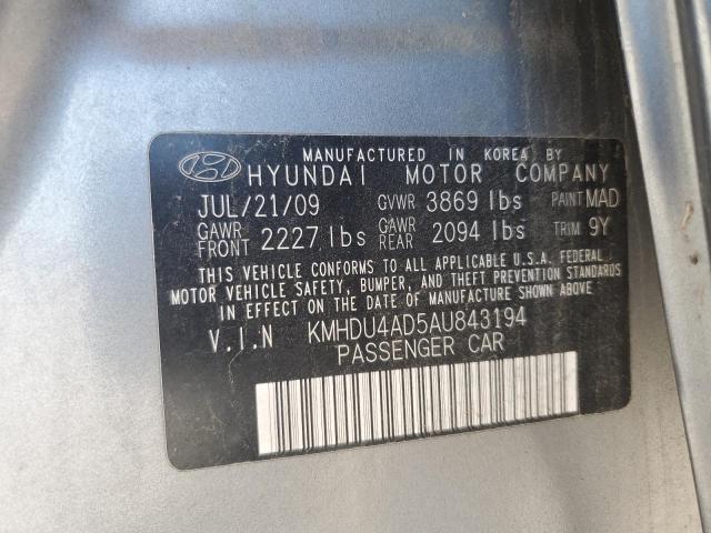 Photo 9 VIN: KMHDU4AD5AU843194 - HYUNDAI ELANTRA 