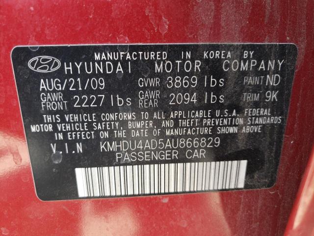 Photo 9 VIN: KMHDU4AD5AU866829 - HYUNDAI ELANTRA BL 