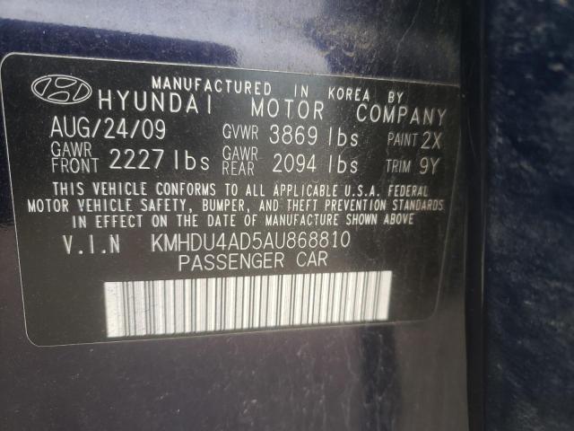 Photo 11 VIN: KMHDU4AD5AU868810 - HYUNDAI ELANTRA 