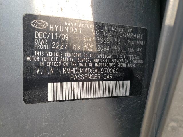 Photo 9 VIN: KMHDU4AD5AU970060 - HYUNDAI ELANTRA BL 