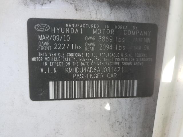 Photo 9 VIN: KMHDU4AD6AU031421 - HYUNDAI ELANTRA BL 