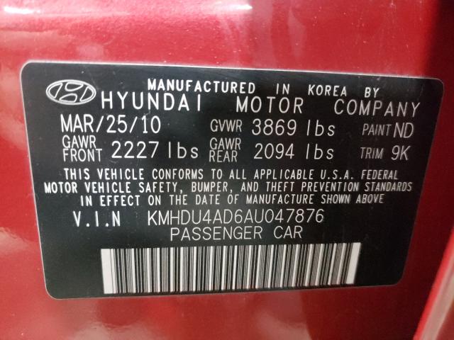 Photo 9 VIN: KMHDU4AD6AU047876 - HYUNDAI ELANTRA BL 