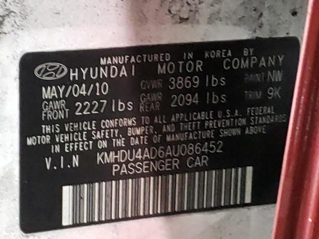 Photo 9 VIN: KMHDU4AD6AU086452 - HYUNDAI ELANTRA BL 