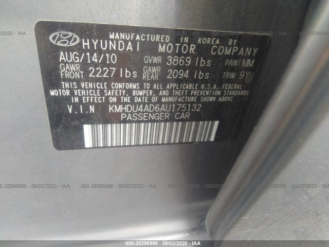 Photo 8 VIN: KMHDU4AD6AU175132 - HYUNDAI ELANTRA 