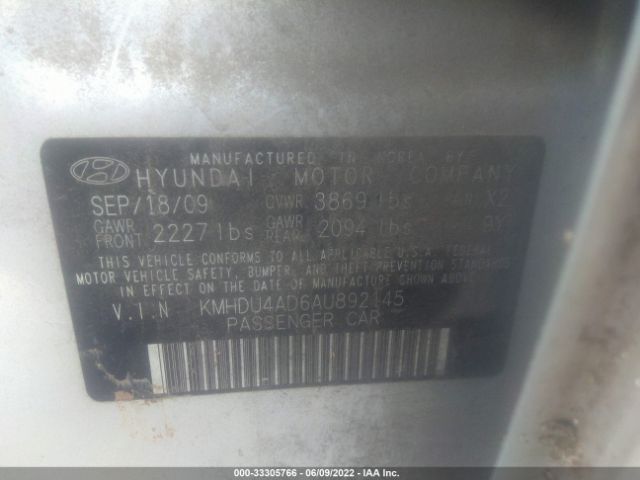 Photo 8 VIN: KMHDU4AD6AU892145 - HYUNDAI ELANTRA 