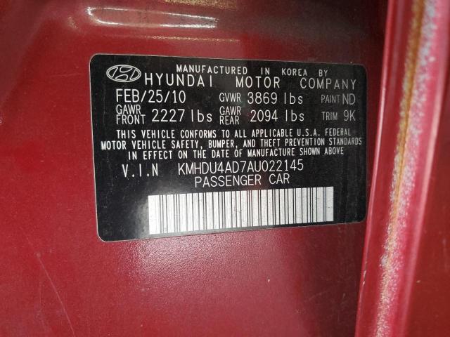 Photo 11 VIN: KMHDU4AD7AU022145 - HYUNDAI ELANTRA 