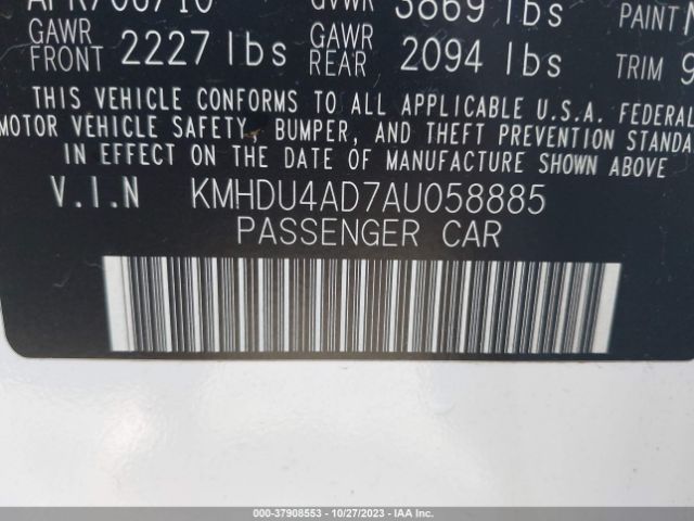 Photo 8 VIN: KMHDU4AD7AU058885 - HYUNDAI ELANTRA 