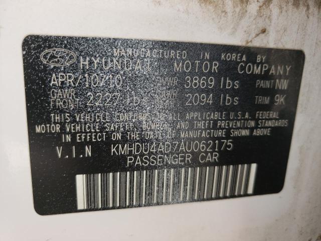 Photo 11 VIN: KMHDU4AD7AU062175 - HYUNDAI ELANTRA 