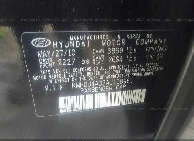 Photo 8 VIN: KMHDU4AD7AU108961 - HYUNDAI ELANTRA 