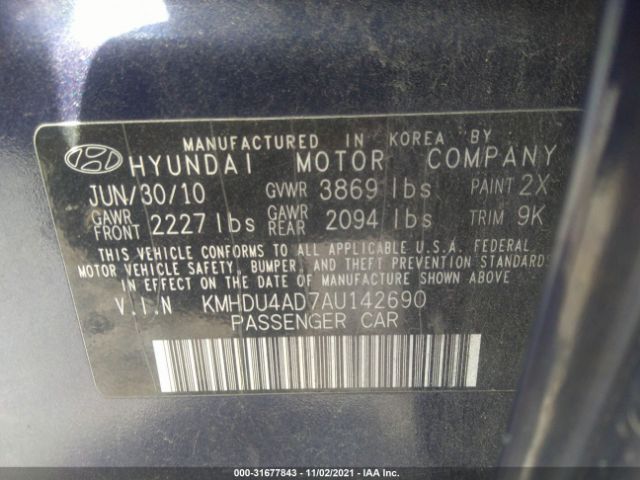 Photo 8 VIN: KMHDU4AD7AU142690 - HYUNDAI ELANTRA 