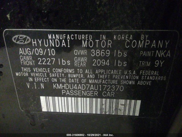 Photo 8 VIN: KMHDU4AD7AU172370 - HYUNDAI ELANTRA 