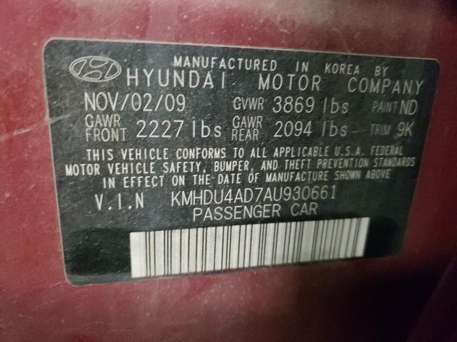 Photo 9 VIN: KMHDU4AD7AU930661 - HYUNDAI ELANTRA BL 