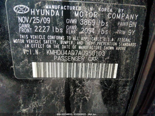 Photo 8 VIN: KMHDU4AD7AU950103 - HYUNDAI ELANTRA 