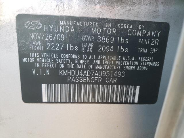 Photo 9 VIN: KMHDU4AD7AU951493 - HYUNDAI ELANTRA BL 