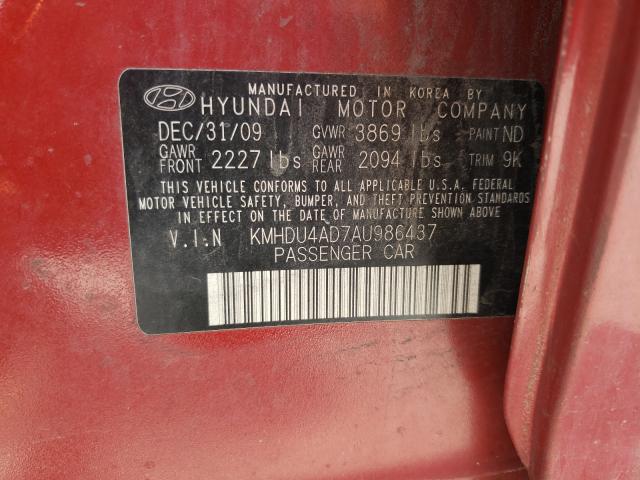 Photo 9 VIN: KMHDU4AD7AU986437 - HYUNDAI ELANTRA BL 