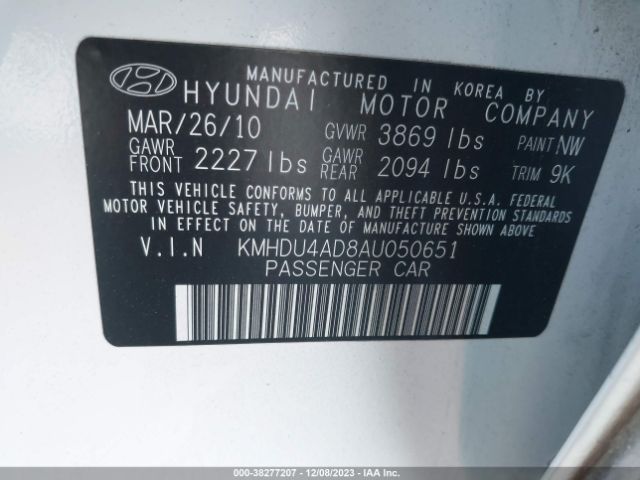 Photo 8 VIN: KMHDU4AD8AU050651 - HYUNDAI ELANTRA 