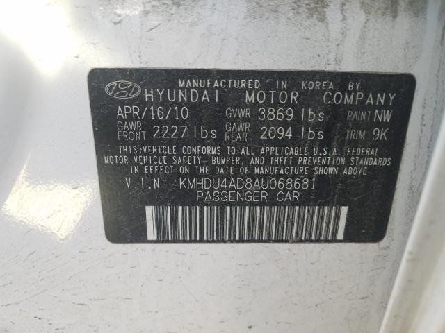 Photo 9 VIN: KMHDU4AD8AU068681 - HYUNDAI ELANTRA BL 