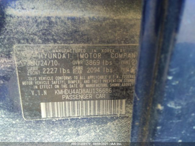 Photo 8 VIN: KMHDU4AD8AU136686 - HYUNDAI ELANTRA 